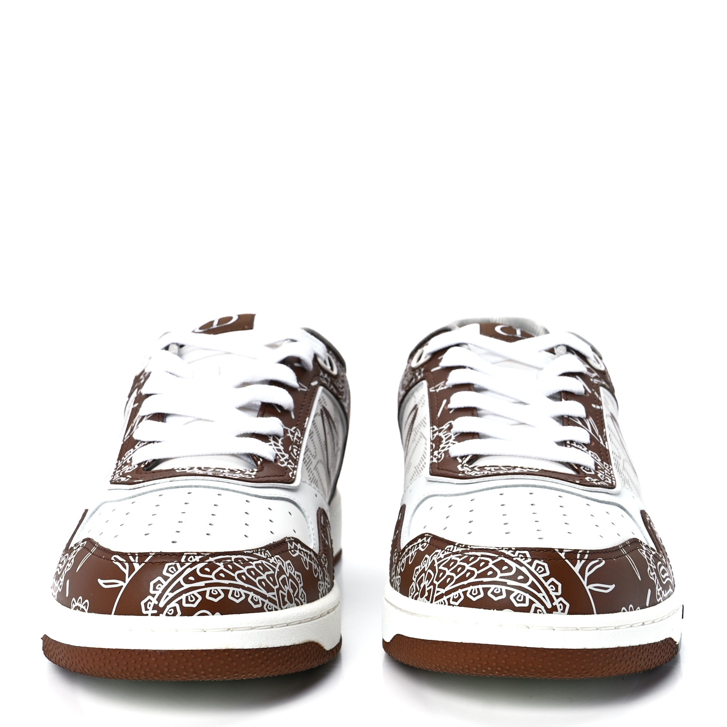 CHRISTIAN DIOR Smooth Calfskin Oblique Paisley Mens B27 Low Top Sneakers 43 Coffee White